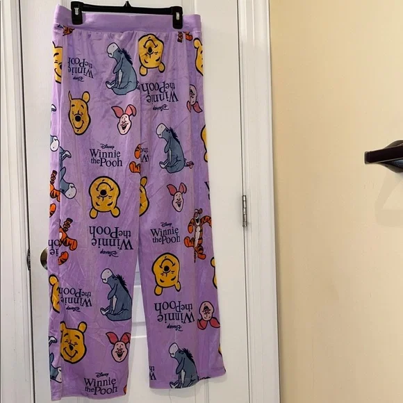🆕 DISNEY Winnie the Pooh Lounge Pants Pajama Bottoms Purple Size Medium - Picture 4 of 11